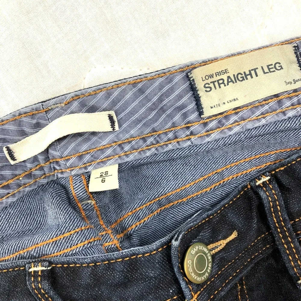 Gap Jeans‎ Women 28/6 Denim Blue Dark Wash Rinse Straight Low Rise Stretch 31x26